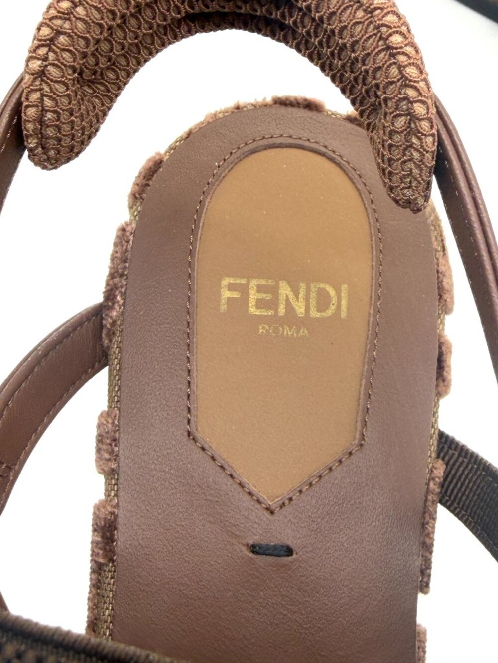 FENDI Colibri Lite FF Tapestry Logo Velvet Flat Slingback Sandals Shoes - Picture 9 of 16